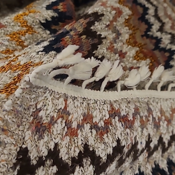 Soft Surroundings sz large striped cardigan sweater with fringe WT233 - Picture 3 of 6